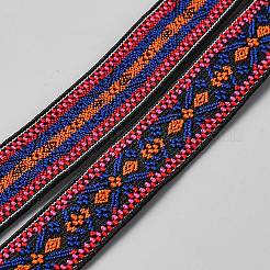 Cordoncino/fascia jacquard elastica in poliestere piatto con ricamo in stile etnico&nbsp;OCOR-WH0082-271D