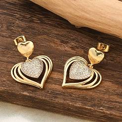 Серьги-гвоздики с микропаве из латуни и прозрачными кубическими цирконами для женщин&nbsp;LS-EJEW-F352-05G-03