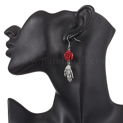 Серьги-подвески из синтетического коралла из латуни&nbsp;EJEW-TA00713