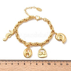 Браслеты с подвесками из нержавеющей стали 304&nbsp;BJEW-P368-05G