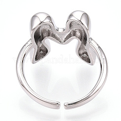 Anillo abierto de latón con iniciales para mujer.&nbsp;RJEW-N046-02M-P