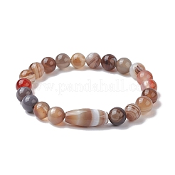 Braccialetti elasticizzati con perline ovali di agata naturale fasciata&nbsp;BJEW-JB09913