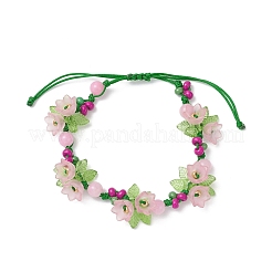 Blumen-Acryl- und Miyuki-Saatperlen-Perlen und natürlich gefärbte gelbe Jade-Armbänder&nbsp;BJEW-MZ00221-02