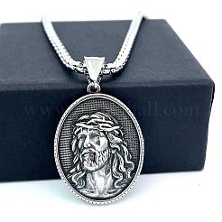 Греческая мифология нержавеющая сталь овал с подвеской Иисус&nbsp;RC8628