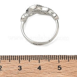 Bagues ajustables en laiton et zircon cubique transparent avec motif entrelacé&nbsp;CU-CBA7E55-06P