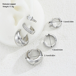 Ohrringe-Sets aus Messing mit Mikropavé-Fassung aus Zirkonia für Damen&nbsp;WG3E7D3-01