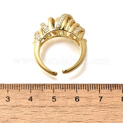 Латунные кольца-манжеты с микропаве и прозрачным цирконием для женщин&nbsp;RJEW-Q008-04G