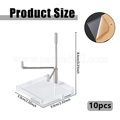Подставка для хрустального шара из нержавеющей стали с квадратными основаниями из прозрачного акрила&nbsp;AJEW-WH0695-152P-B
