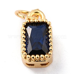 Ciondoli in vero ottone placcato oro 18k con zirconi cubici intarsiati&nbsp;LS-ZIRC-L100-075G-05