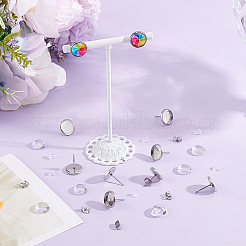 50 pièce de boucles d'oreilles rondes et plates en acier inoxydable 304&nbsp;STAS-BBC0010-39B