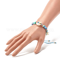 Braccialetto di perline intrecciate con conchiglia di ciprea naturale&nbsp;BJEW-JB07373-01