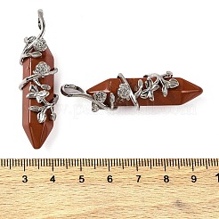 Natürlicher roter Jaspis mit Doppelendstück und spitzen Anhängern&nbsp;G-C144-03P-03