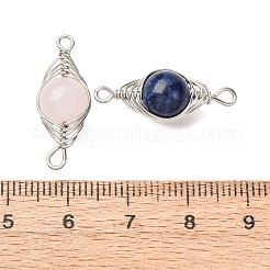 Подвески-коннекторы из натурального драгоценного камня с медной проволокой&nbsp;PALLOY-JF02915