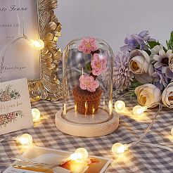 1 набор стеклянный Стеклянный Колпак-террариум с 1 шт. ручной работы крючком искусственные сливовые бутоны в горшках&nbsp;DJEW-WR0001-01C