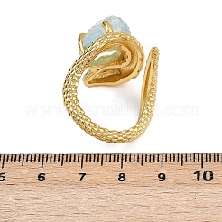 Bagues ouvertes en aigue-marine naturelle serpent&nbsp;RJEW-K286-10G-03