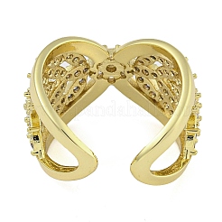 Открытые манжеты из латуни Infinity с микропаве и прозрачным фианитом&nbsp;RJEW-Z046-05G-02