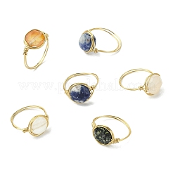 Плоские круглые кольца из натуральной красной яшмы&nbsp;RJEW-JR00827-01