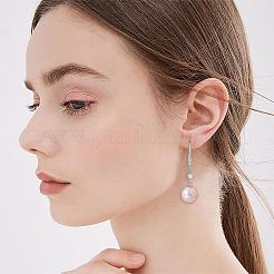 Orecchini di perle con zirconi bianchi conchiglia d'acqua dolce perla ciondola orecchini a gancio orecchini a cerchio con sfera rotonda orecchini in ottone gioielli regalo per le donne&nbsp;JE1097B