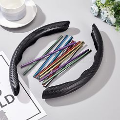 2 шт. чехол для рулевого колеса автомобиля из волокна и 12 шт. декоративная накладка на полоску кондиционера из ПВХ&nbsp;AJEW-FH0002-40