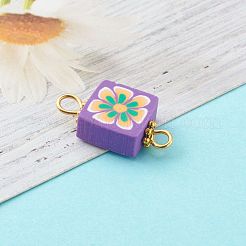 Cuadrado con conectores de eslabones de arcilla polimérica de flores&nbsp;PALLOY-JF00723