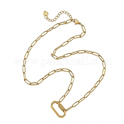 Colliers avec pendentif mousqueton ovale en acier inoxydable 304 et chaîne trombone texturée&nbsp;NJEW-JN06576-02