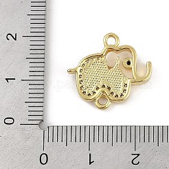 Breloques de connecteur d'éléphant en laiton plaqué micro pavé de zircones cubiques transparentes&nbsp;KK-U032-29G-01