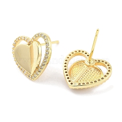 Boucle d'oreille en laiton avec micro pavé de zircone cubique transparente pour femmes&nbsp;EJEW-S217-A01