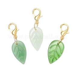 3 шт. подвеска-лэмпворк в виде листа ручной работы&nbsp;HJEW-JM03545-02