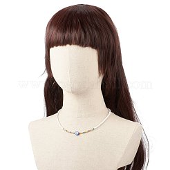 Argilla polimerica malocchio e collane di perline di semi di vetro per le donne&nbsp;NJEW-JN03948