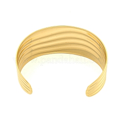 Brazaletes abiertos ondulados de acero inoxidable 304 para mujer&nbsp;BJEW-Q344-02G