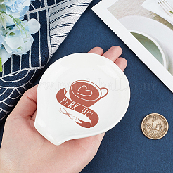 Portacucharas de cerámica con patrón de taza de café&nbsp;AJEW-WH0348-181A-02