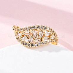 Кольца для женщин с микропаве из латуни и прозрачными кубическими цирконами&nbsp;RJEW-U047-26G