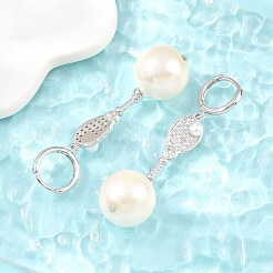 Orecchini pendenti a cerchio in ottone con micro pavé di zirconi cubici&nbsp;EJEW-G471-34P