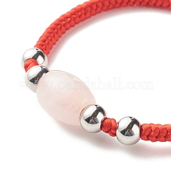 Bracciale con cordino di quarzo rosa naturale perline per lei&nbsp;BJEW-JB07045-03
