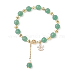 Браслеты из круглых бусин из натурального зеленого авантюрина для женщин&nbsp;BJEW-JB13123-02
