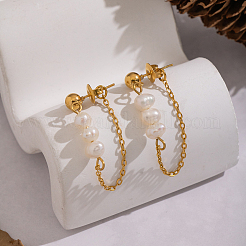 Овальные серьги-гвоздики с цепочкой и кисточкой из нержавеющей стали 304&nbsp;BJ9106