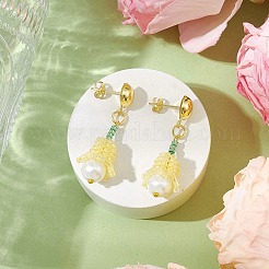 Boucles d'oreilles à tige en perles de verre faites à la main&nbsp;EJEW-MZ00277-03