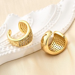 Латунные серьги-манжеты из прозрачного кубического циркония&nbsp;EJEW-K309-04G