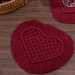 2 шт. хлопковые коврики для чашек в технике макраме&nbsp;AJEW-DJ0001-87C