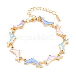 Ozean 304 Edelstahl Emaille Delfin Gliederkettenarmbänder für Damen&nbsp;SA-CBA065A-05G