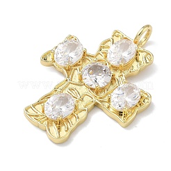Латунные микропаве прозрачные подвески с фианитом&nbsp;KK-P349-02G