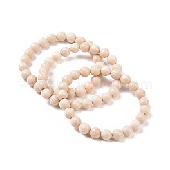 Bracciali elasticizzati con perle fossili naturali&nbsp;X-BJEW-K212-B-015