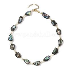 Halsketten aus natürlichen Abalone-/Paua-Muscheln und Perlen&nbsp;NJEW-JN06377