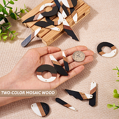 20 pièces 10 styles pendentifs en résine opaque et bois de noyer&nbsp;RESI-TA0001-65