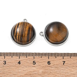 Anhänger aus 304 Edelstahl und natürlichem Tigerauge&nbsp;SA-CBA11D7-03P