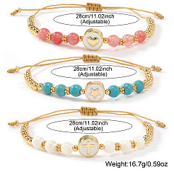 3 шт. минималистичный регулируемый браслет из синтетических бирюзовых бусин&nbsp;SR5600-5