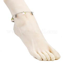 5 шт. браслеты на ногу из латунной цепочки с подвесками в виде бабочки и стеклянного цветка из нержавеющей стали 201 цвета&nbsp;AJEW-AN00736