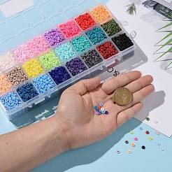 240g 24 couleurs perles en pâte polymère faites à la main&nbsp;CLAY-JP0001-09-4mm