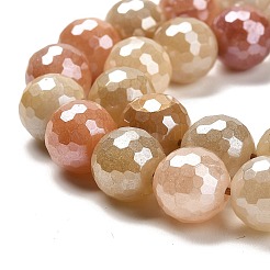 Galvanisierte natürliche goldene Seidenjade-Rundperlenstränge&nbsp;G-L598-A07-03