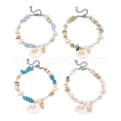Cavigliere con ciondoli a forma di conchiglia marina naturale&nbsp;AJEW-AN00839